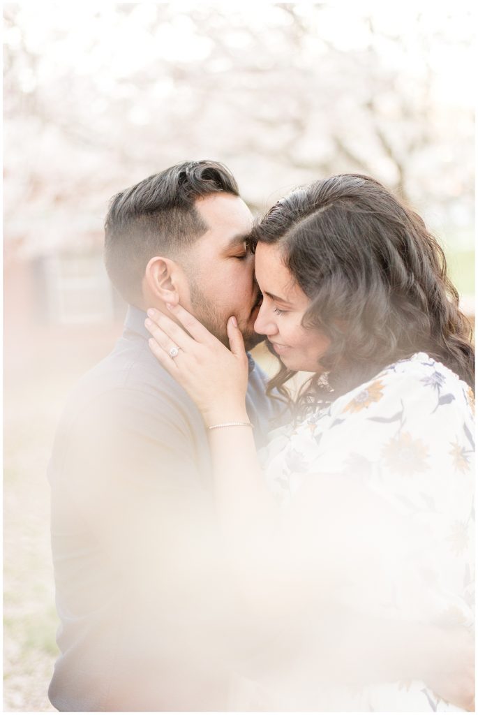 light and airy sunset engagement session in charlotte, nc