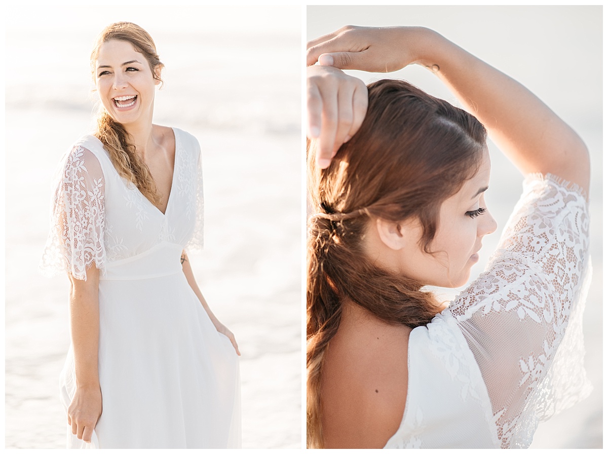 bridal portraits at the beach during sunrise southern wedding photographer